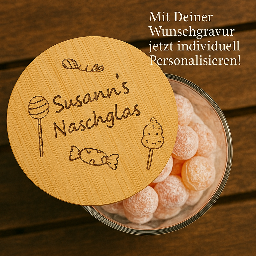 Personalisiertes Naschglas mit Laser Gravur