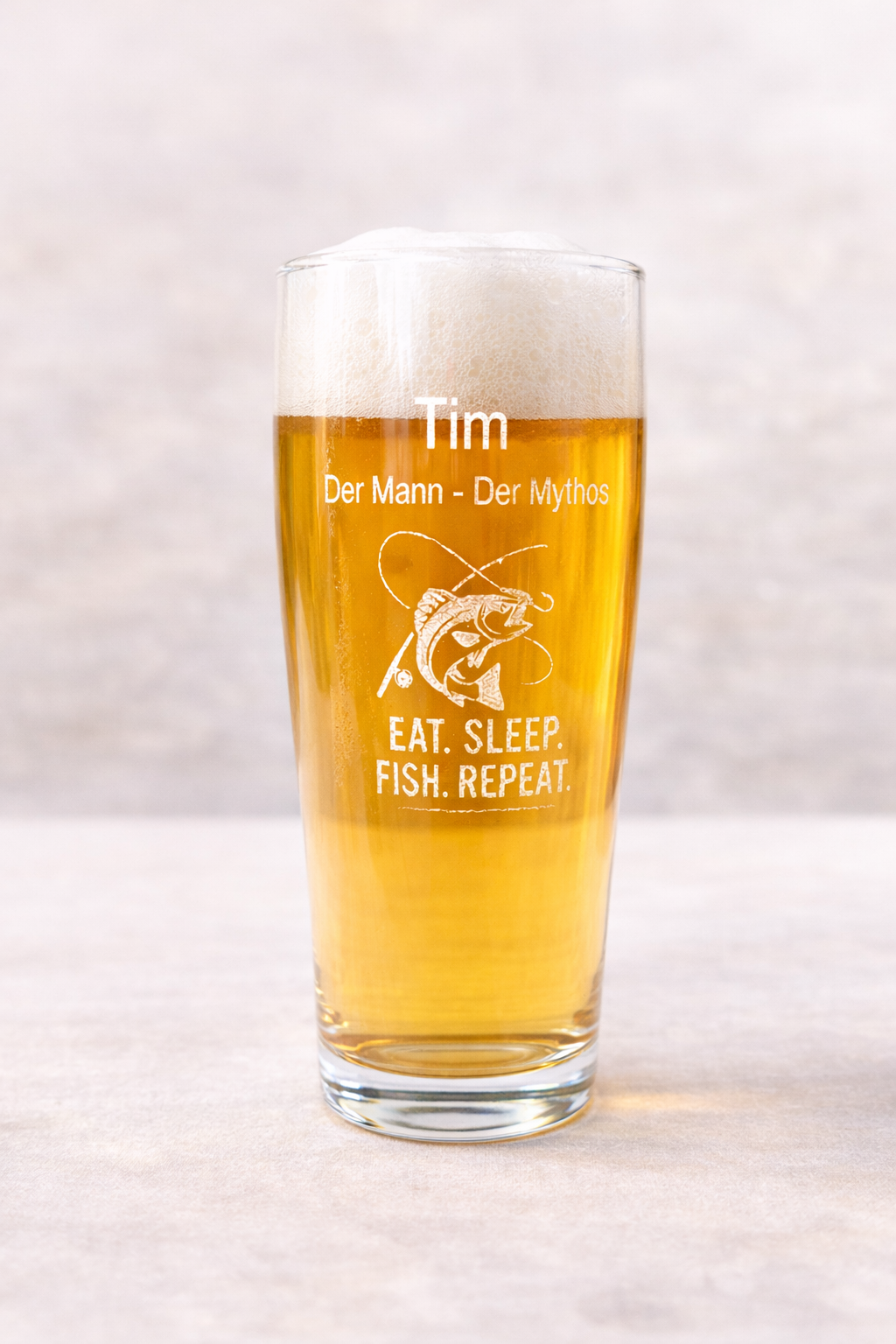 Personalisiertes Bierglas mit Hobbydesigns mit Laser Gravur