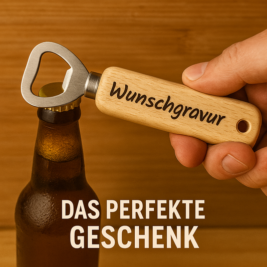 Flaschenöffner aus Holz personalisierbar