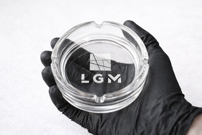 Personalisierter Glas-Aschenbecher mit Laser Gravur