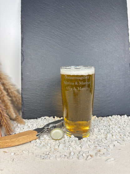 Personalisiertes Bierglas mit Hobbydesigns mit Laser Gravur