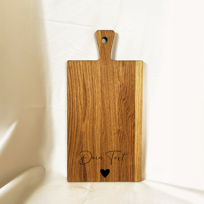 Schneidbrett mit Griff Eiche geölt Motiv Herz