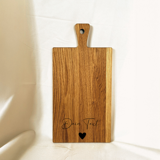 Schneidbrett mit Griff Eiche geölt Motiv Herz