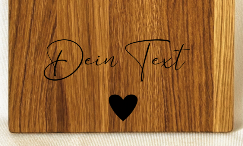 Schneidbrett mit Griff Eiche geölt Motiv Herz