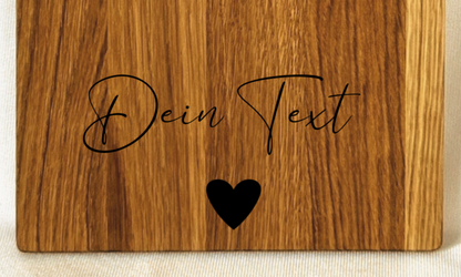 Schneidbrett mit Griff Eiche geölt Motiv Herz