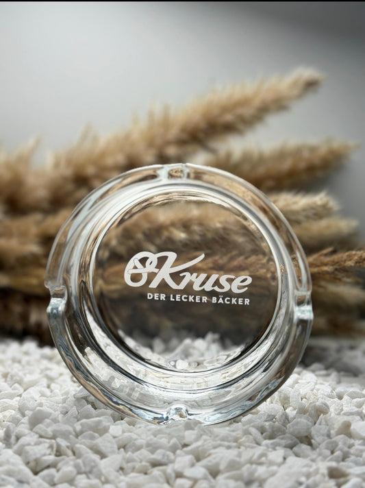 Personalisierter Glas-Aschenbecher mit Laser Gravur
