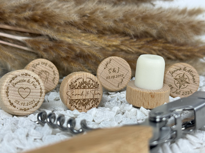 Personalisierter Weinkorken mit Gravur – Individueller Flaschenverschluss aus Holz