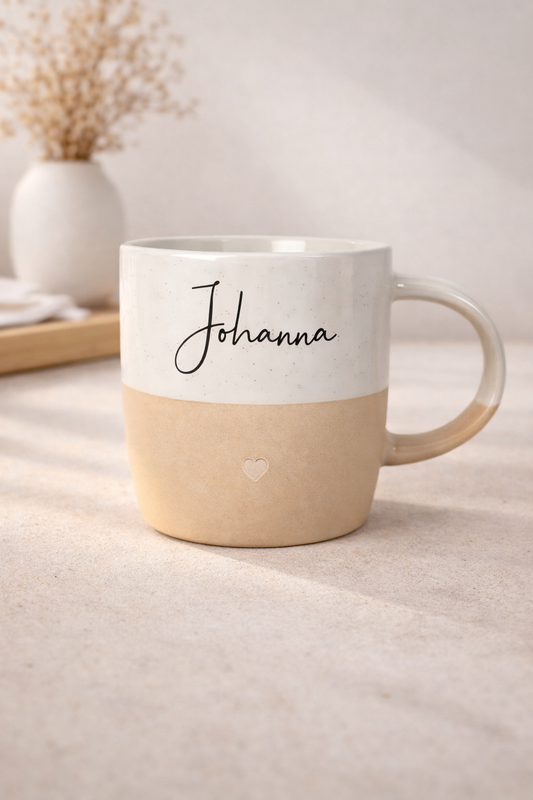Kaffeebecher schwarze Schrift - personalisiert