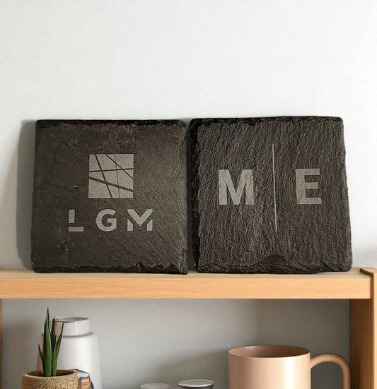 Personalisierte Untersetzer aus Schiefer mit Laser Gravur (Set 2 Stk)